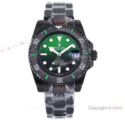Swiss Quality Rolex DiW Submariner Parakeet Green Ombre Black Case watch Citizen Movement